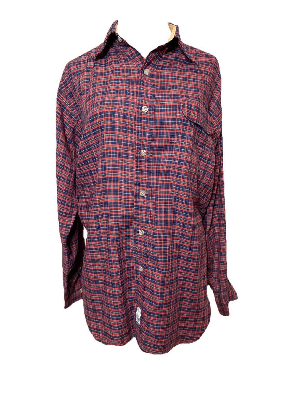 Vintage Jones New York Men’s Plaid Shirt Sz 16 Red Cabin Preppy Cotton Blend